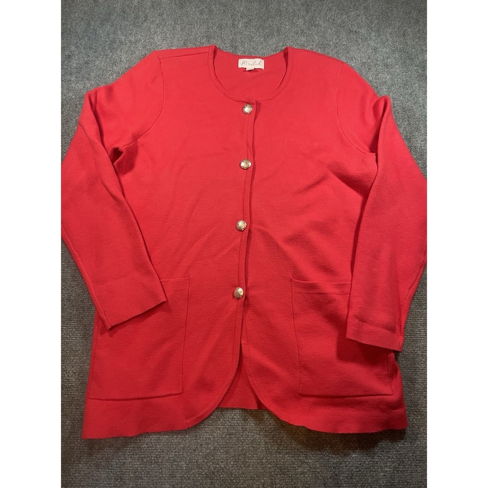 Marled Buttery Soft Cardigan Sweater M Red/Orange